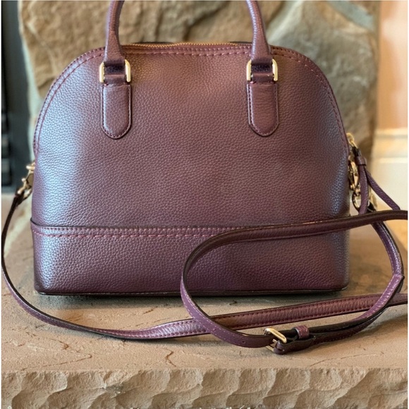 ♠️ Kate Spade Pebbled Leather McCall Street Carli Plum Doom Satchel with Tassel - Picture 6 of 16